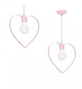 Lampa wisząca sufitowa serce AMORE, różowa, loft, do sypialni, pojedyncza