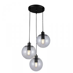 LIGHT PRESTIGE PUERTO LP-004/3P BK LAMPA WISZĄCA CZARNA SZKLANE KULE POTRÓJNA NA KOLE