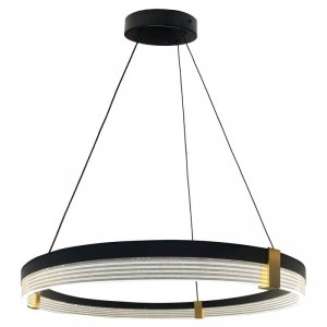 LAMPA WISZĄCA CZARNY RING ZŁOTY OBRĘCZ KOŁO DO SALONU SYPIALNI LIGHT PRESTIGE PLUM LP-0407/1P L BK Triangle