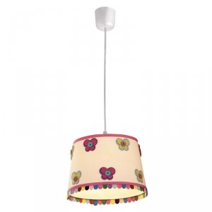 LAMPA WISZĄCA DO POKOJU DZIEWCZYNKI RÓŻOWY ABAŻUR MOTYLKI KWIATKI BUTTERFLY LIGHT PRESTIGE  LP-PD024 RÓŻ.