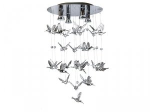 AZZARDO BIRDS AZ2449 LAMPA WISZĄCA OZDOBNA DESIGNERSKA SREBRNE PTASZKI LATAJĄCE