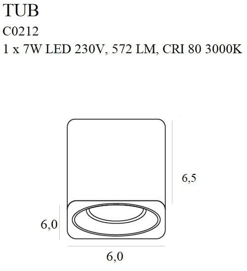 MAXLIGHT TUB C0212 LAMPA SUFITOWA KWADRATOWA CZARNA + PIERŚCIEŃ OZDOBNY ZŁOTY RC0155/C0156 GOLD