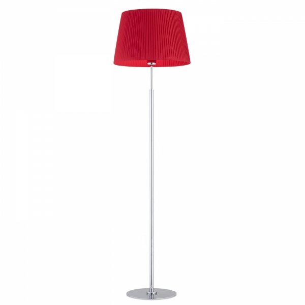 LAMPA PODŁOGOWA STOJĄCA CHROM CZERWONA Z CZERWONYM ABAŻUREM DO SALONU SYPIALNI ARGON ASTI 3848 