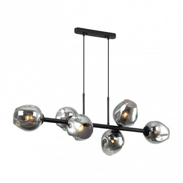 ITALUX BORGO PND-30843-6 BK+SG LAMPA WISZĄCA NOWOCZESNA CZARNA SZKLANE KLOSZE DO SALONU