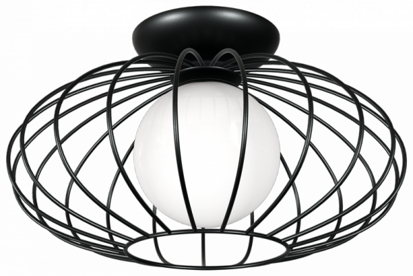 MILAGRO MLP4425 KRONOS BLACK LAMPA SUFITOWA PLAFON CZARNY DRUCIANY Z BIAŁYM KLOSZEM