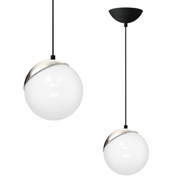 MILAGRO SFERA BLACK CHROM MLP4673 LAMPA WISZĄCA CZARNA KLOSZ KULA BIAŁA