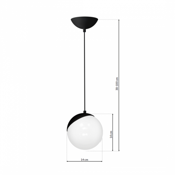MILAGRO SFERA BLACK MLP5739 LAMPA WISZĄCA CZARNA KLOSZ KULA BIAŁA