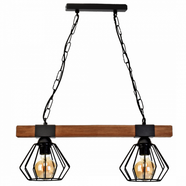 Lampa wisząca ULF BLACK / WOOD 2xE27 60W