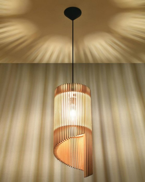 Lampa wisząca ALEXIA naturalne drewno nowoczesna sufitowa E27 LED SOLLUX LIGHTING