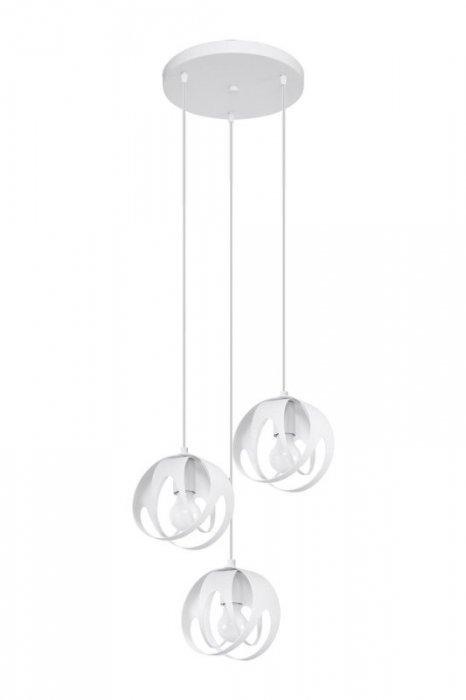 Lampa wisząca TULOS 3P biała zwis na linkach koła nowoczesna loft E27 LED Sollux Lighting