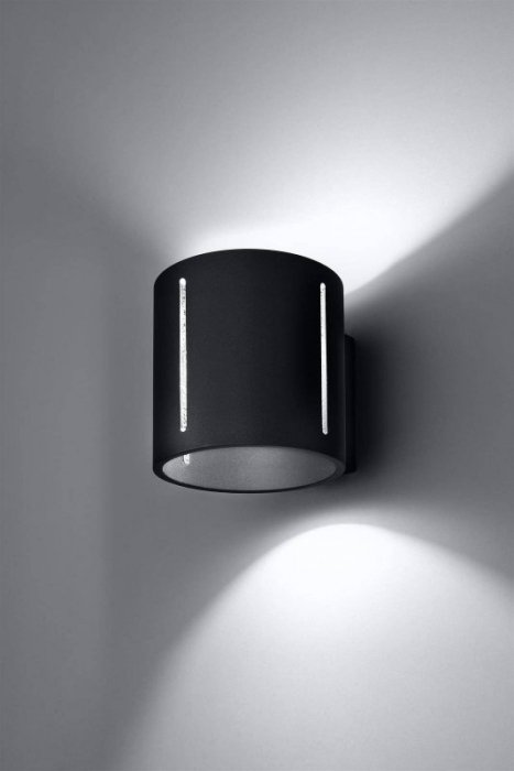 Kinkiet INEZ czarny walec aluminium nowoczesna lampa z liniowym prześwitem ścienna G9 LED SOLLUX LIGHTING