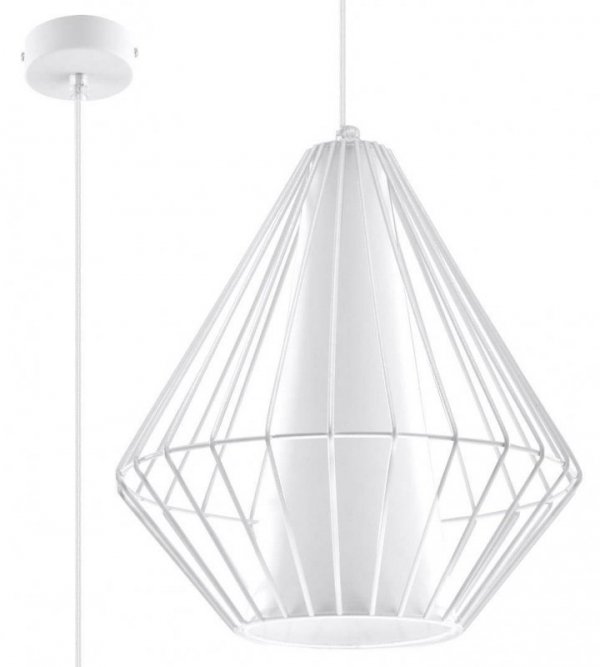 Lampa wisząca DEMI biała stal PVC nowoczesny design zwis na lince sufitowy E27 LED SOLLUX LIGHTING