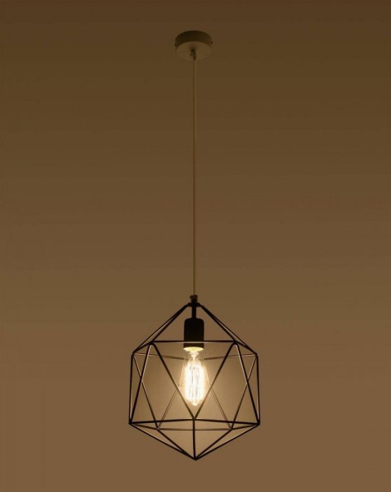 Lampa wisząca GASPARE czarna stal loft design zwis na lince sufitowy E27 LED SOLLUX LIGHTING