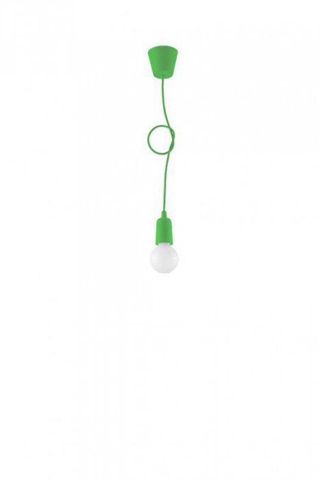 Lampa wisząca DIEGO 1 zielona PVC minimalistyczna zwis sufitowy na lince E27 LED SOLLUX LIGHTNIG