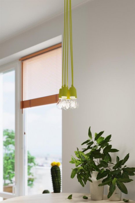 Lampa wisząca DIEGO 3 żółta PVC minimalistyczna sufitowa na linkach E27 LED SOLLUX LIGHTNIG
