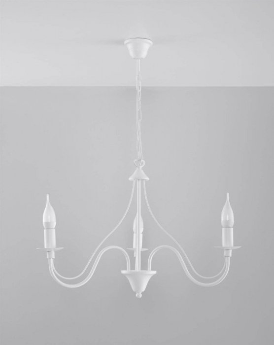Żyrandol MINERWA 3 biały stal lampa wisząca klasyczna sufitowa E14 LED SOLLUX LIGHTING