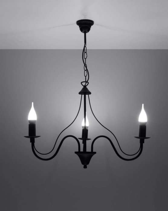 Żyrandol MINERWA 3 biały czarny stal lampa wisząca klasyczna sufitowa E14 LED SOLLUX LIGHTING