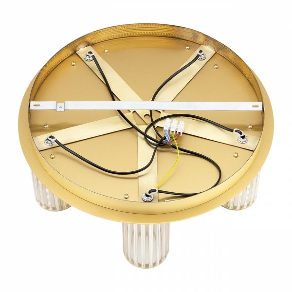 LAMPA SUFITOWA PLAFON ZŁOTY MOSIĄDZ SZCZOTKOWANY 45CM ZE SZKLANYMI KLOSZAMI W STYLU GLAMOUR DO SALONU SYPIALNI KUCHNI HAMPTON 2178