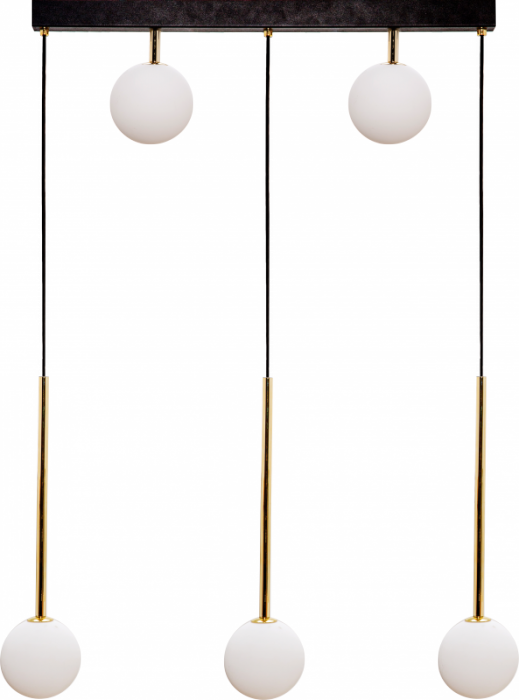 LAMPA WISZĄCA CZARNO ZŁOTA KULE BIAŁE SZKLANE 5641 ALI ZUMALINE