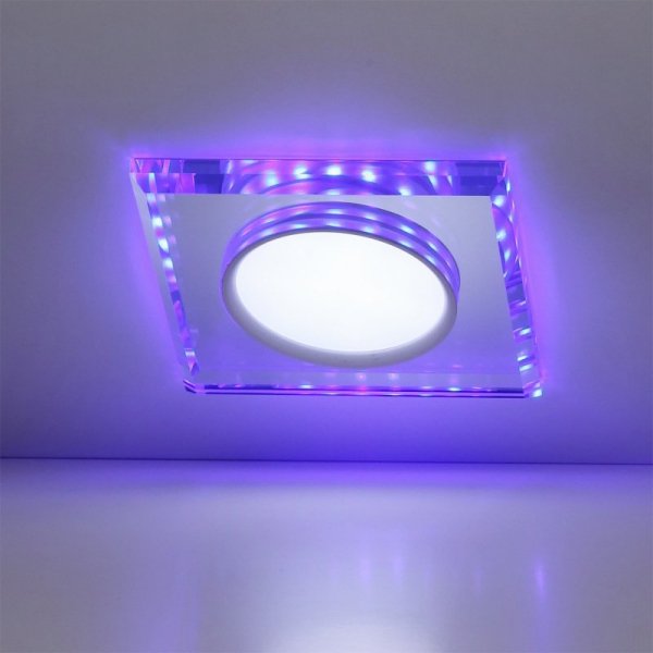 SSP-22 CH/TR+BL 8W LED 230V RING LED NIEBIESKI OPR. STROP. STAŁA KWADRATOWA SZKŁO TRANSPARENTNE