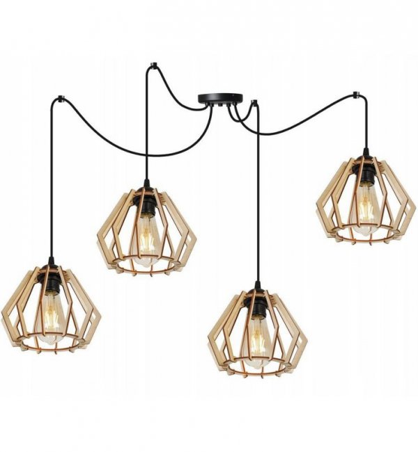Lampa wisząca nowoczesna - SPIDER TIMBER 2360/4 LIGHT HOME