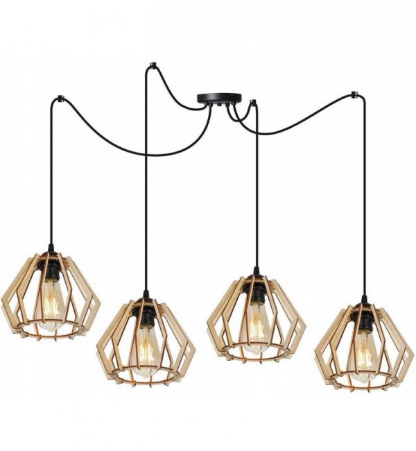 Lampa wisząca nowoczesna - SPIDER TIMBER 2360/4 LIGHT HOME