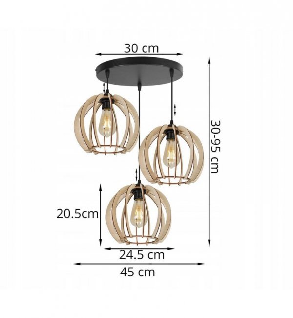 Lampa wisząca nowoczesna - TIMBER 2361/3/OW LIGHT HOME