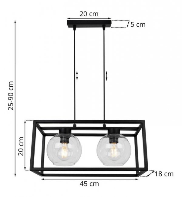 Lampa wisząca ze szklanymi kloszami - HAGA CAGE 2370/2/B LIGHT HOME