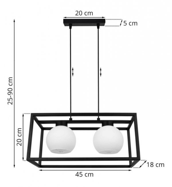 Lampa wisząca ze szklanymi kloszami - ELIZA CAGE 2370/2 LIGHT HOME