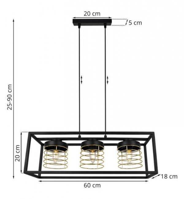 Lampa wisząca nowoczesna - RASTI CAGE 2370/3/Z LIGHT HOME