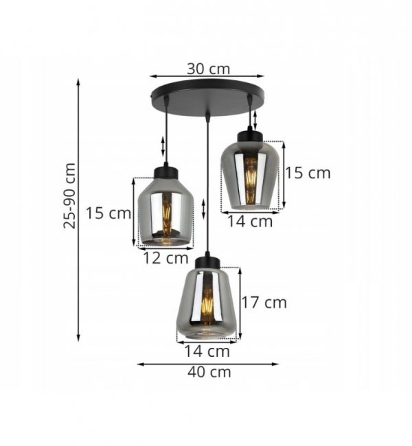 Lampa wisząca ze szklanymi kloszami - RIJEKA 2383/3/OW/G LIGHT HOME