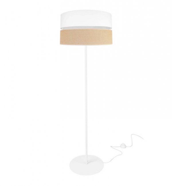 Lampa stojąca JUTA, podwójny abażur, beżowo - biała, E27