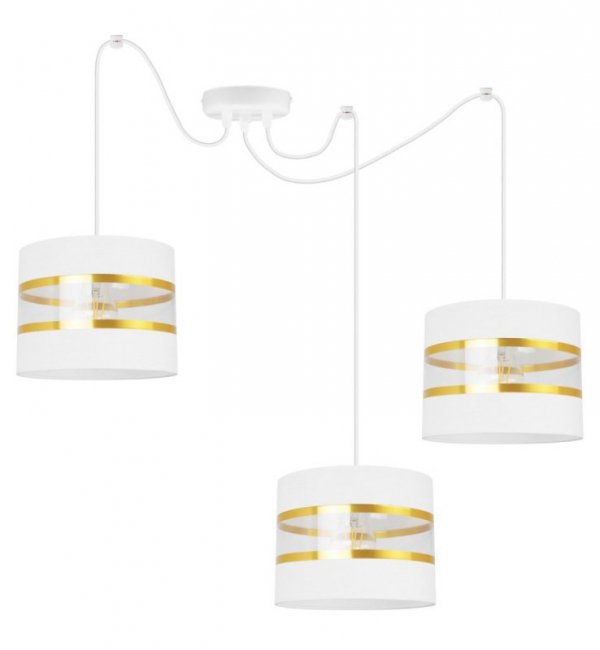 Lampa wisząca Elegance Gold, regulowana wysokość, 3 abażury, pająk LIGHT HOME