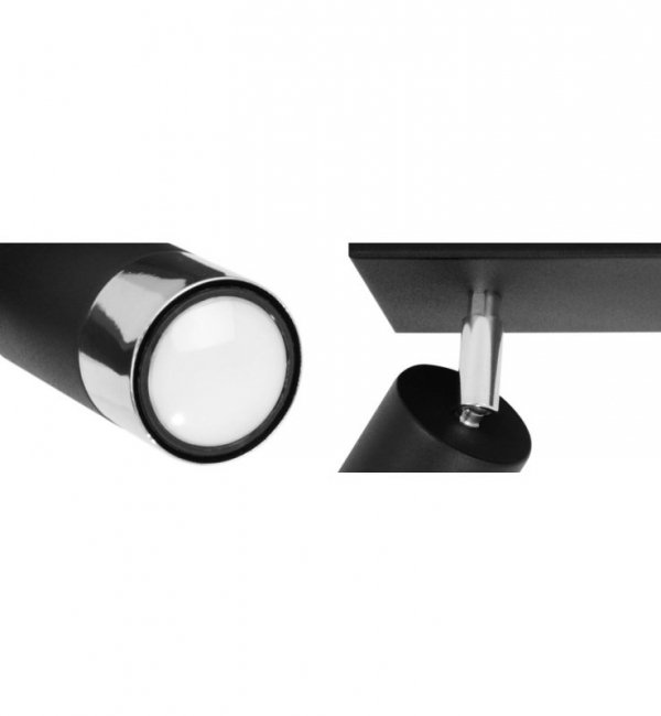Lampa na czarnej listwie 50 cm z 3 okrągłymi, regulowanymi reflektorami 5,5 cm w czarno-srebrnym kolorze, GU10