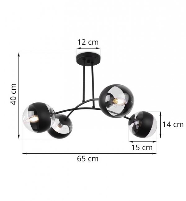 Lampa sufitowa TOLEDO, żyrandol loft do salonu, kuchni, pokoju, 4 źródła światła