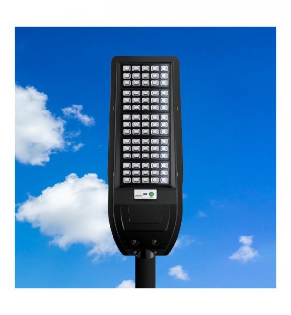 Lampa uliczna VIA, latarnia solarna, ogrodowa, LED, czujnik PIR i zmierzchowy, 200W