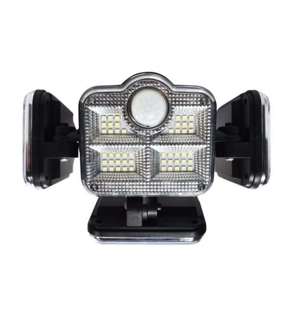 Lampa solarna FLEXI, poczwórna, naświetlacz ogrodowy LED, czujnik zmierzchu i ruchu, z pilotem