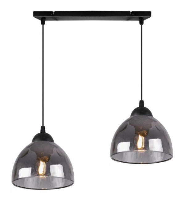Lampa sufitowa VENICE, wisząca, podwójna, listwa nad stół i wyspę, grafitowe szklane klosze