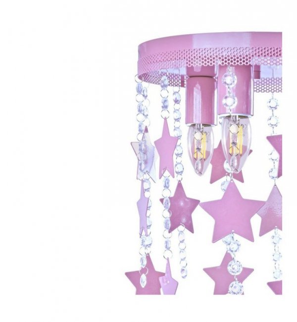 Lampa sufitowa plafon STAR, w kolorze różowym, dziecięca, do sypialni, potrójna