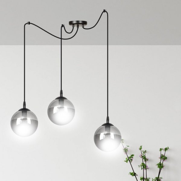 LAMPA WISZĄCA SPIDER PAJĄK KLOSZE SZKLANE KULE EMIBIG GIGI 3 BL GRAFIT
