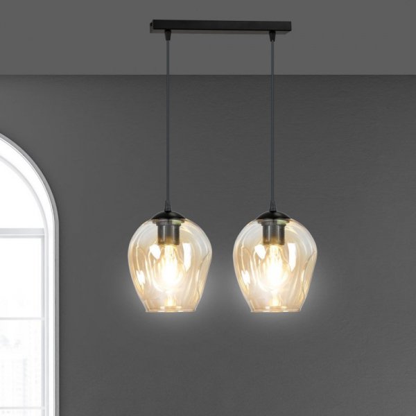 LAMPA WISZĄCA CZARNA NAD STÓŁ DO KUCHNI JADALNI SALONU EMIBIG ISTAR 2 BL MIODOWY