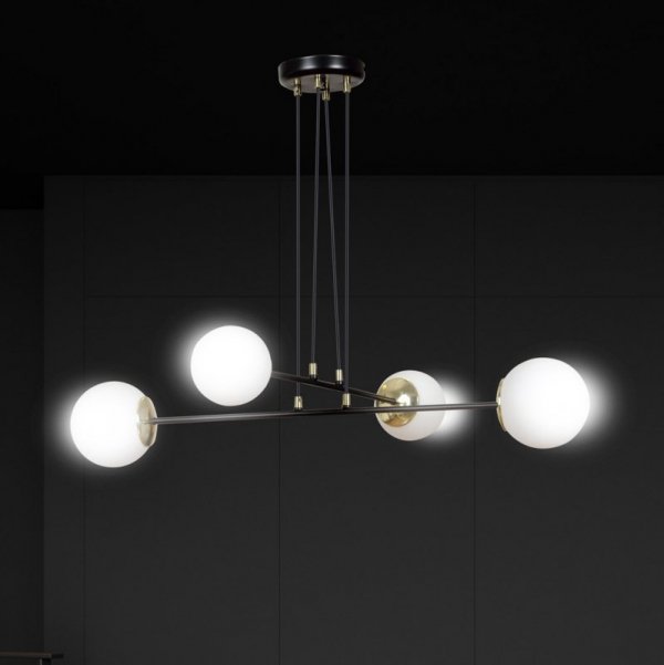 LAMPA WISZĄCA DO SALONU POKOJU BIAŁE KULE EMIBIG OGNIS 4 BLACK
