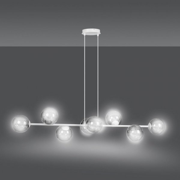 LAMPA WISZĄCA BIAŁA SZKLANE KLOSZE KULE DO SALONU SYPIALNI JADALNI NAD STÓŁ EMIBIG ROSSI 8 WH GRAFIT
