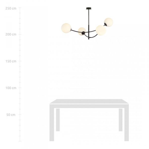 LAMPA WISZĄCA NOWOCZESNA KULE SZKLANE EMIBIG HUNTER 4  BLACK/OPAL
