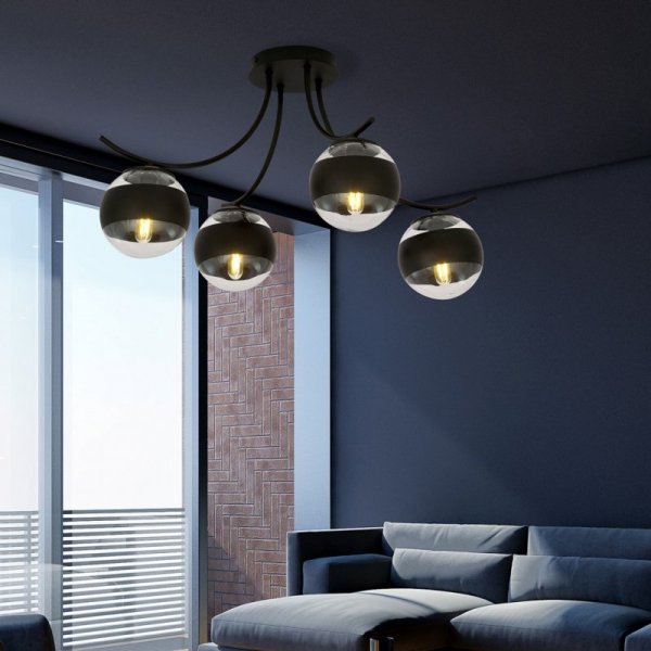 LAMPA SUFITOWA KULE SZKLANE DO POKOJU SALONU EMIBIG BOSTON 4 BLACK/STRIPE