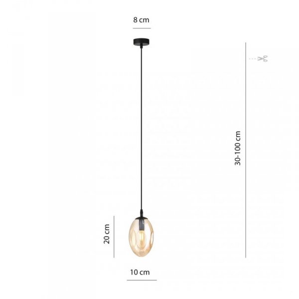 LAMPA WISZĄCA SZKLANA NAD STÓŁ DO SALONU JADALNI EMIBIG ASTRAL 1 BL MIODOWY