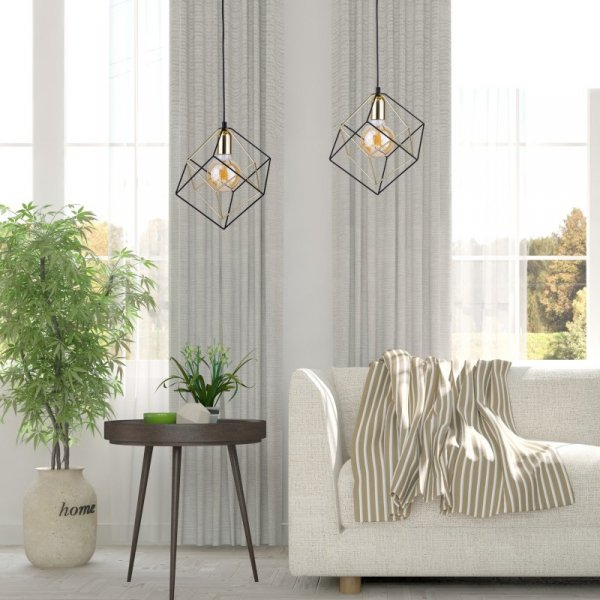 TK LIGHTING ALAMBRE 2777 LAMPA WISZĄCA DRUCIANA CZARNO ZŁOTA METALOWA