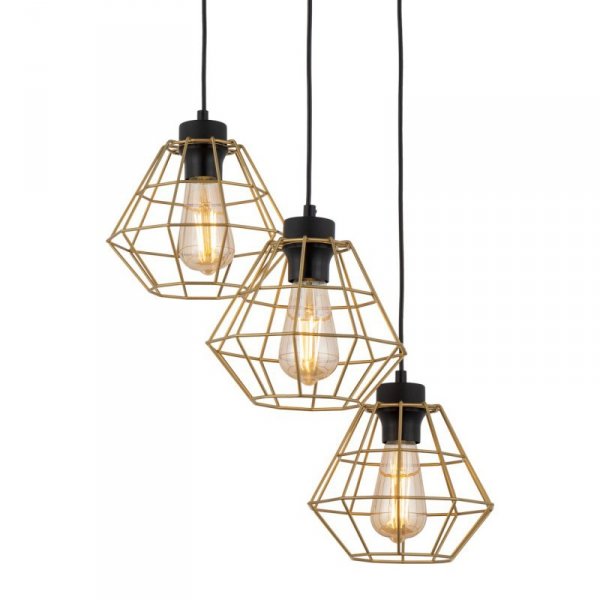 TK LIGHTING DIAMOND GOLD 4451 LAMPA WISZĄCA NA KOLE POTRÓJNA CZARNO ZŁOTA DRUCIANA