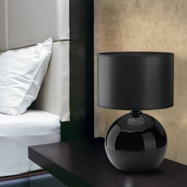 TK LIGHTING PALLA BLACK 5080 LAMPKA NOCNA CZARNA SZKLANA Z ABAŻUREM