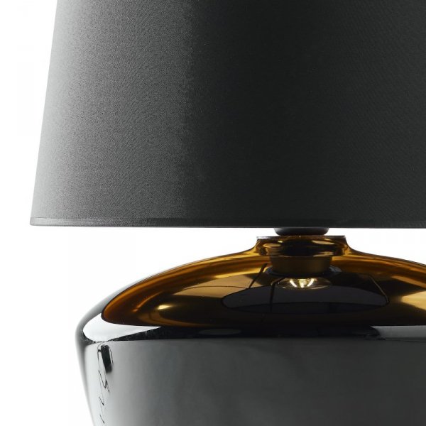 TK LIGHTING FIORD BLACK 5463 LAMPKA NOCNA STOŁOWA SZKLANA CZARNA Z ABAŻUREM